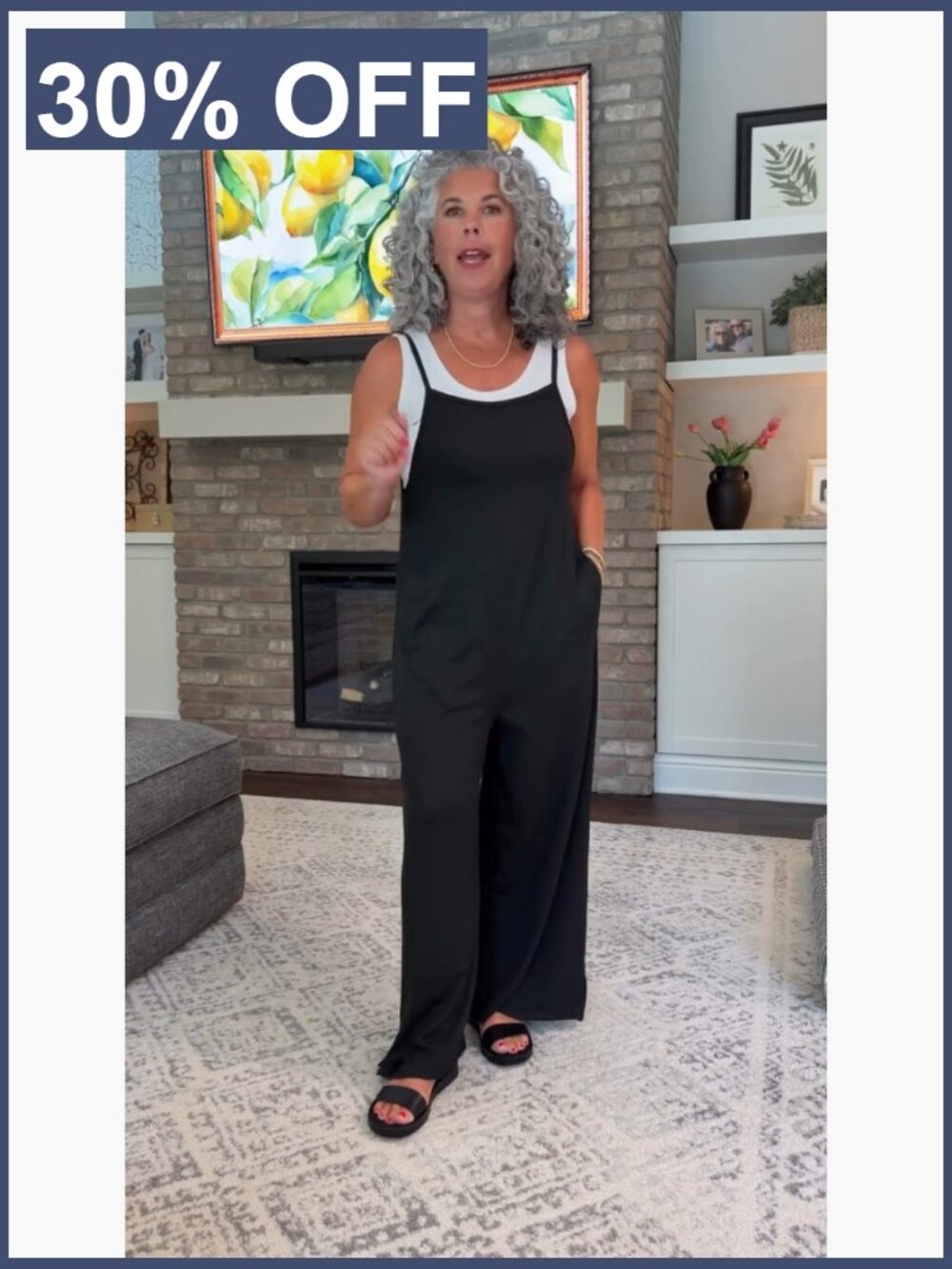 Casual Wide Leg Jumpsuit with Pockets Sleeveless Summer Romper - Picture 7 of 7